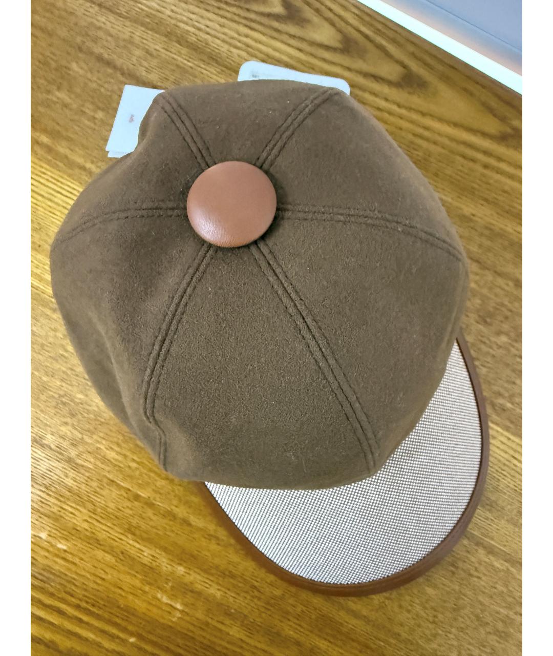 HERMES Коричневая кашемировая кепка, фото 4