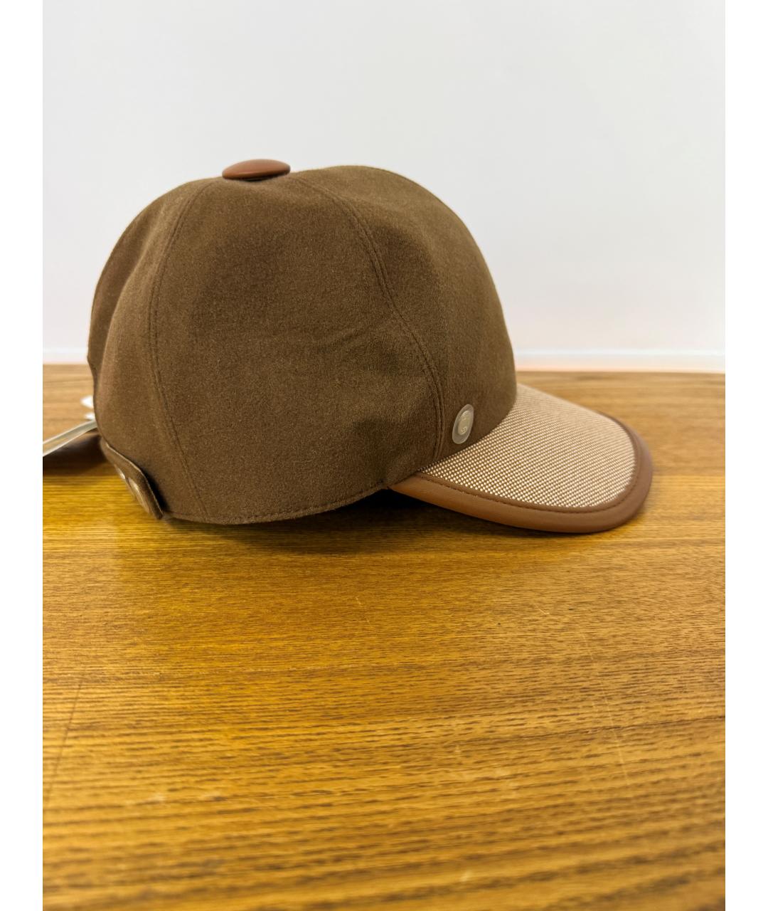 HERMES Коричневая кашемировая кепка, фото 3