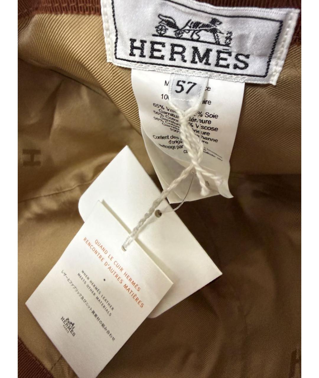 HERMES Коричневая кашемировая кепка, фото 7