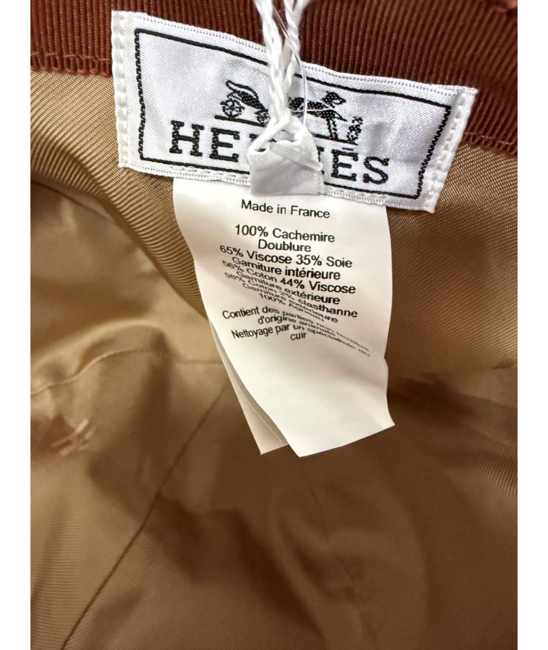 HERMES Коричневая кашемировая кепка, фото 8