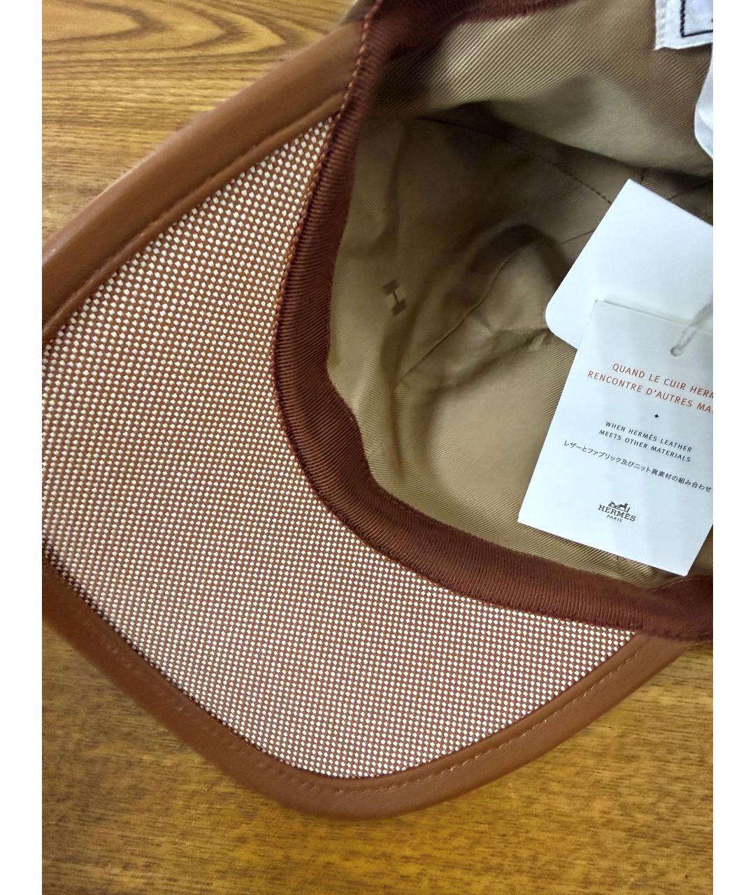 HERMES Коричневая кашемировая кепка, фото 5