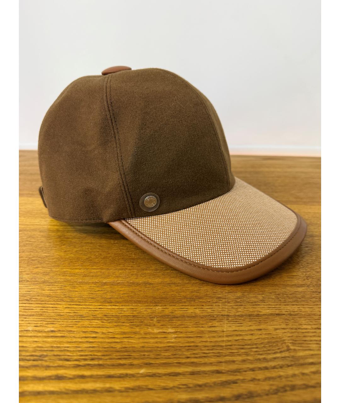 HERMES Коричневая кашемировая кепка, фото 2