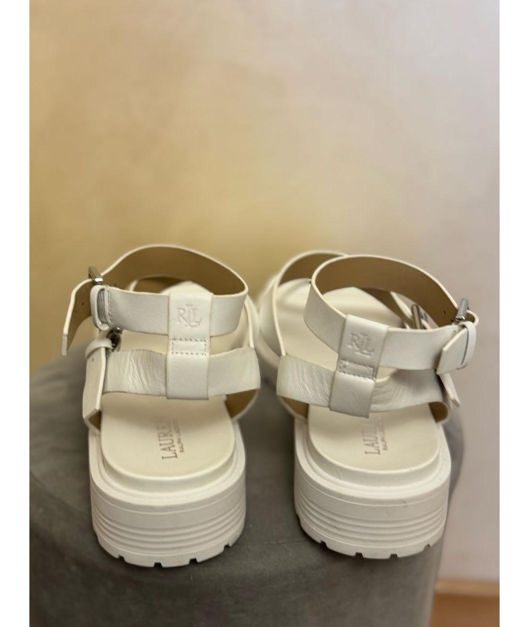 RALPH LAUREN Белые кожаные босоножки, фото 4