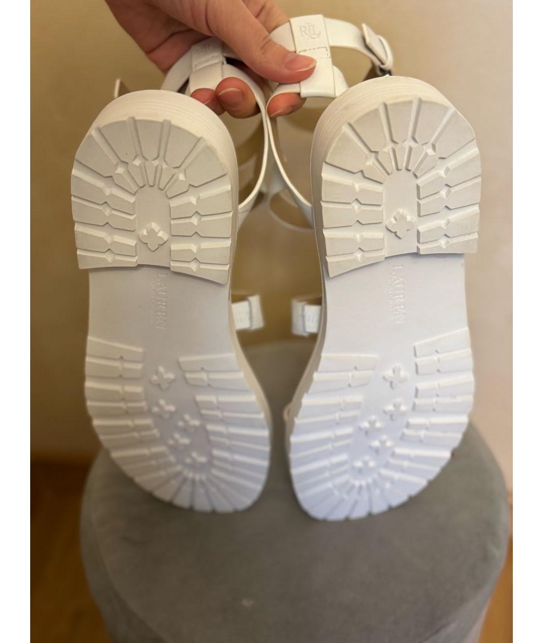 RALPH LAUREN Белые кожаные босоножки, фото 6