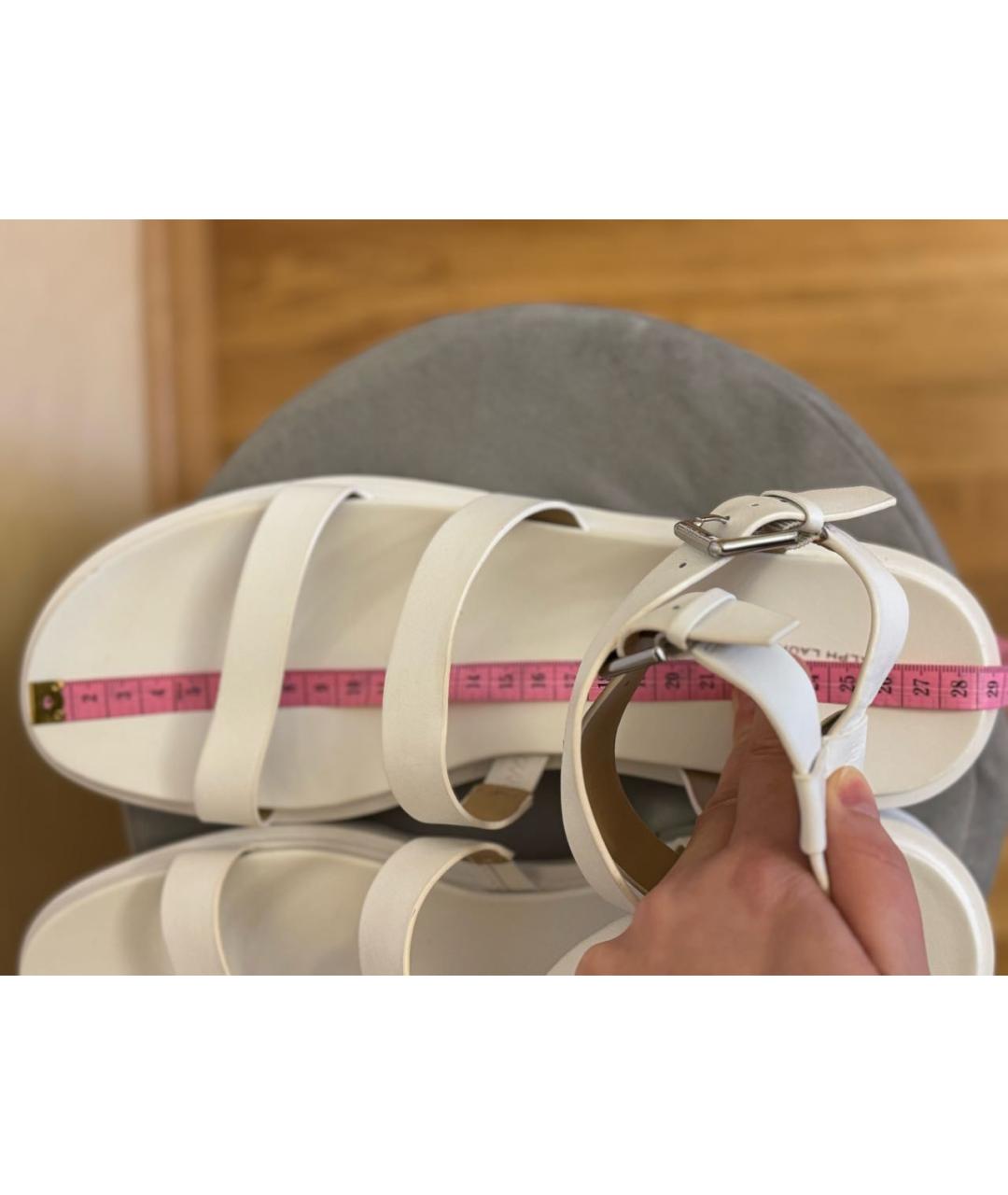 RALPH LAUREN Белые кожаные босоножки, фото 5