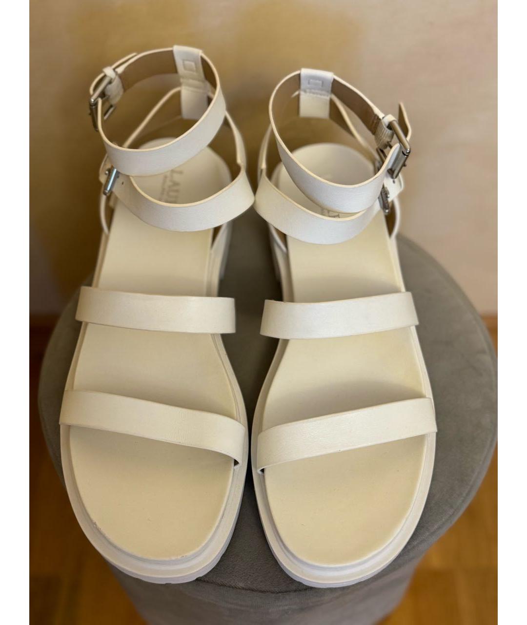 RALPH LAUREN Белые кожаные босоножки, фото 3