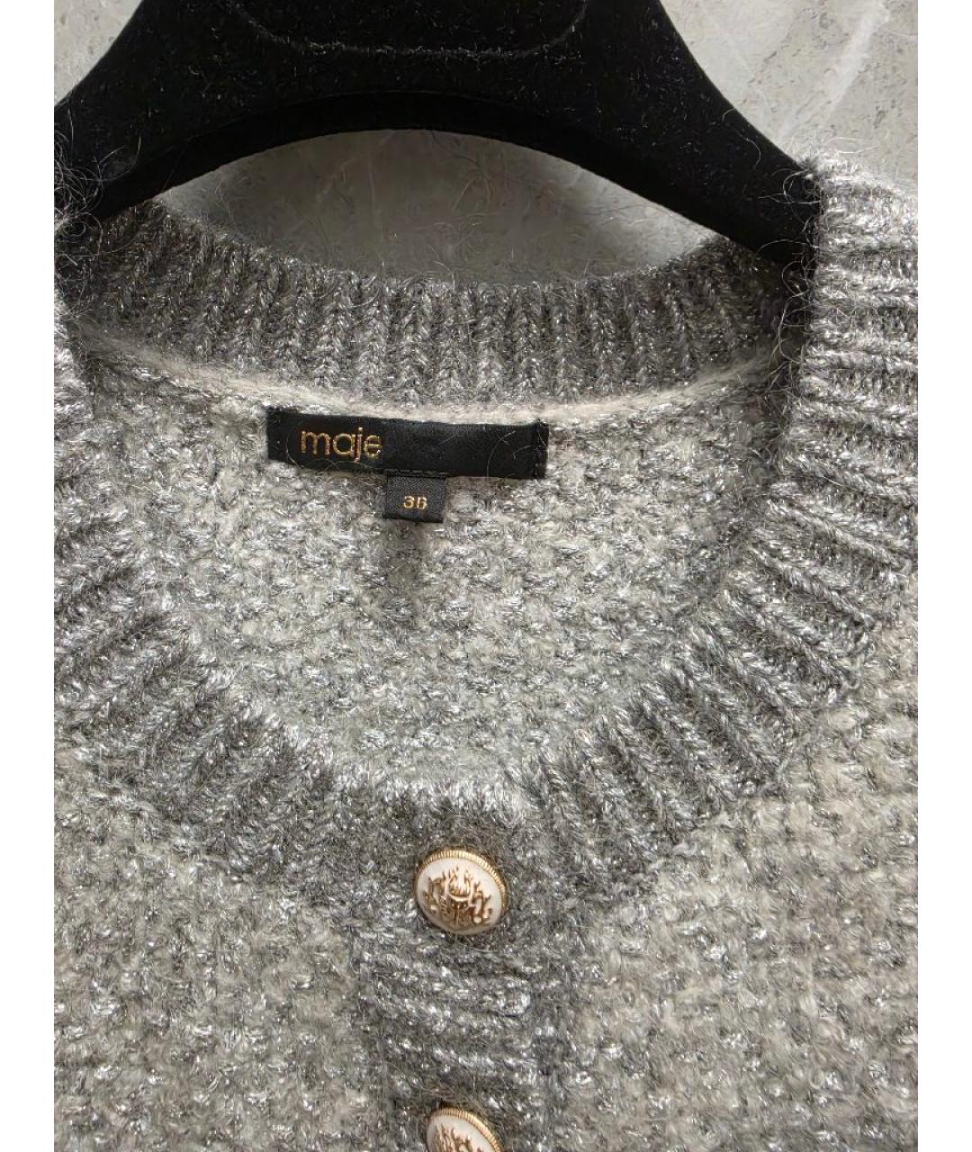 MAJE Серебряное шерстяное повседневное платье, фото 4