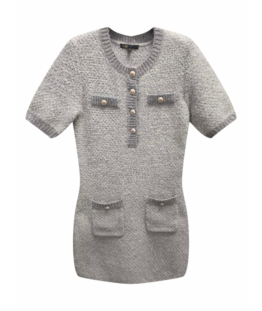 MAJE Серебряное шерстяное повседневное платье, фото 1