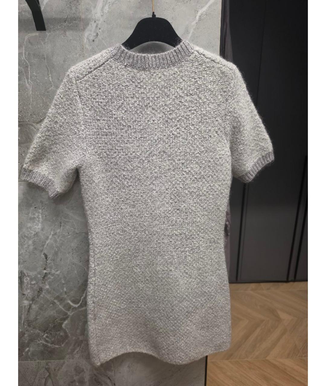MAJE Серебряное шерстяное повседневное платье, фото 2