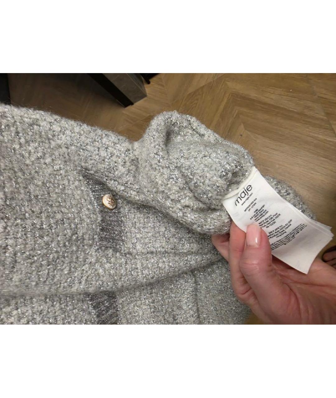 MAJE Серебряное шерстяное повседневное платье, фото 3