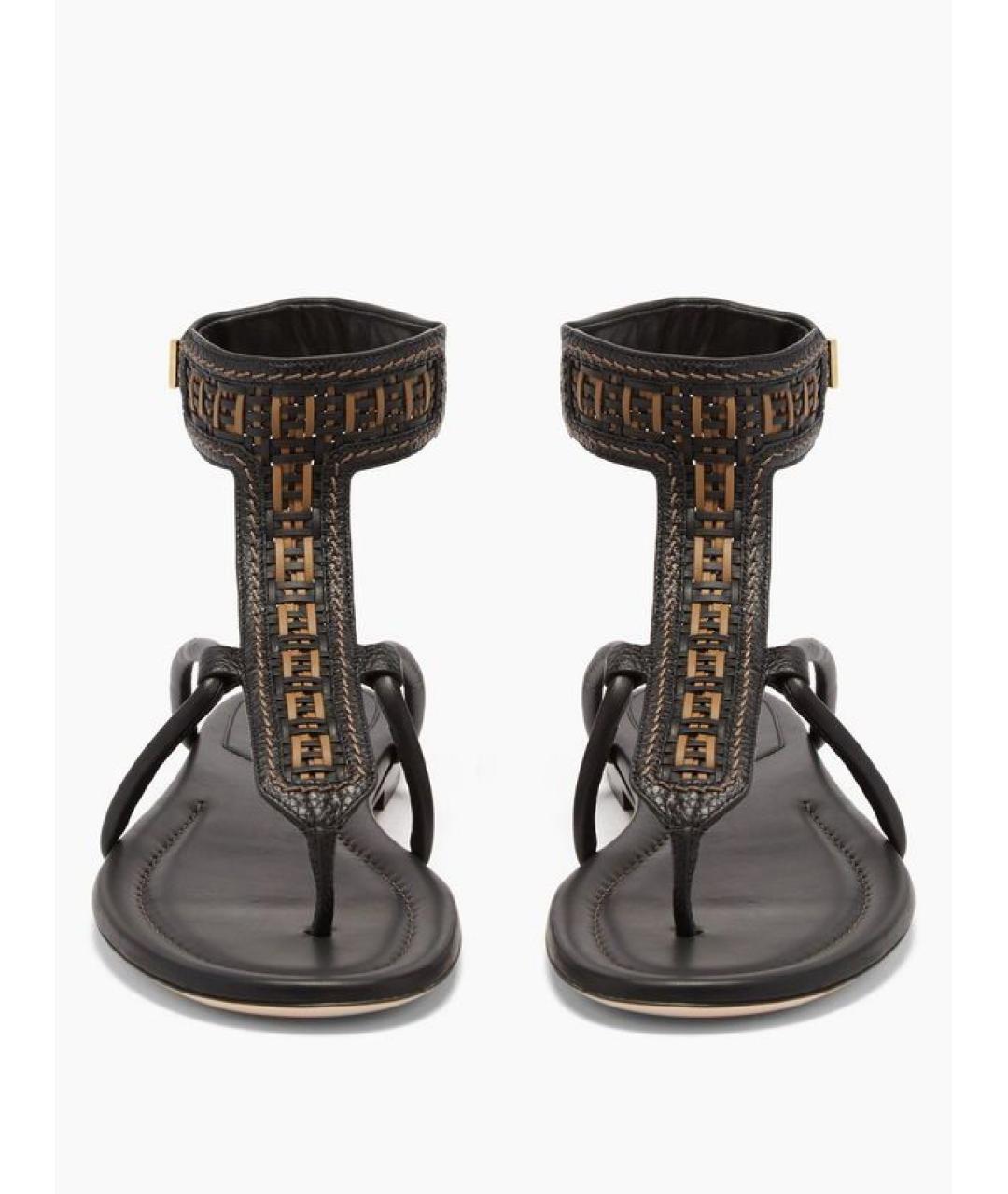FENDI Коричневые кожаные сандалии, фото 2