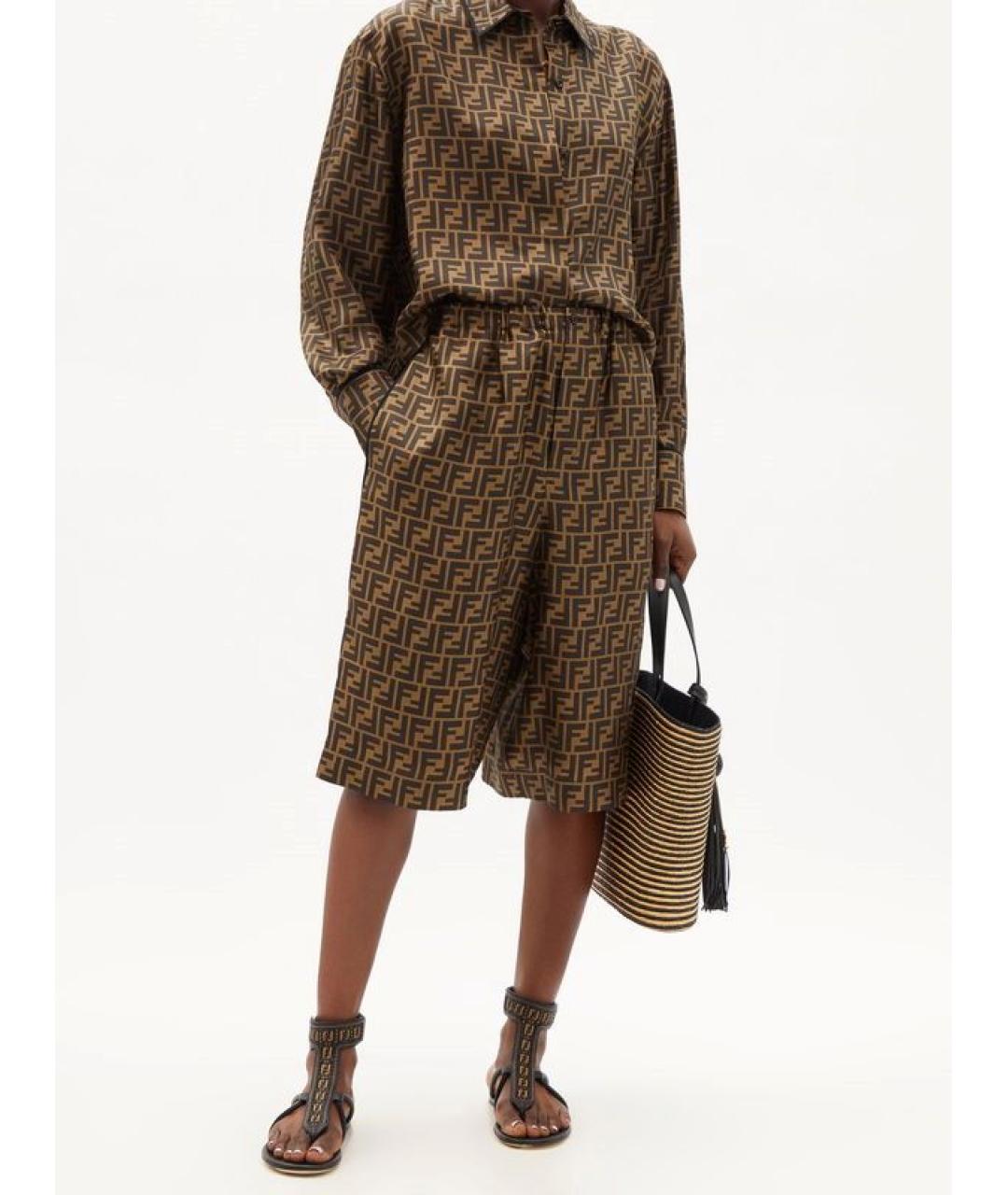 FENDI Коричневые кожаные сандалии, фото 8