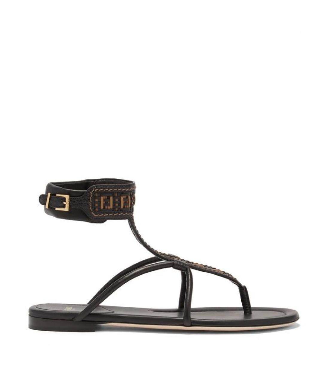 FENDI Коричневые кожаные сандалии, фото 9