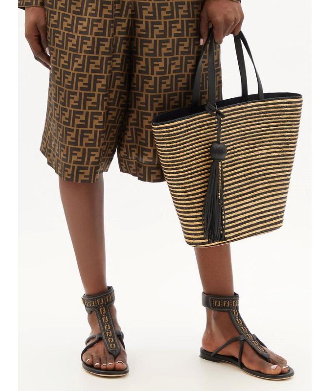 FENDI Коричневые кожаные сандалии, фото 7