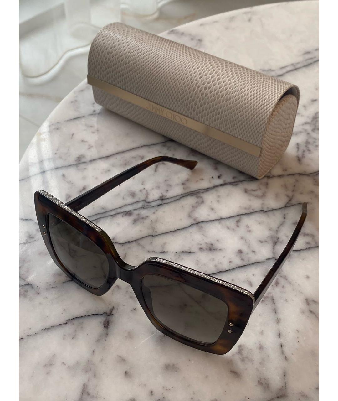 JIMMY CHOO Коричневые пластиковые солнцезащитные очки, фото 2