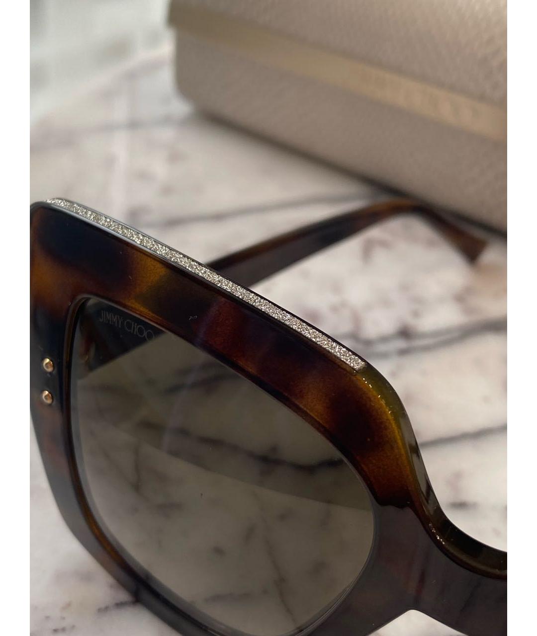 JIMMY CHOO Коричневые пластиковые солнцезащитные очки, фото 5