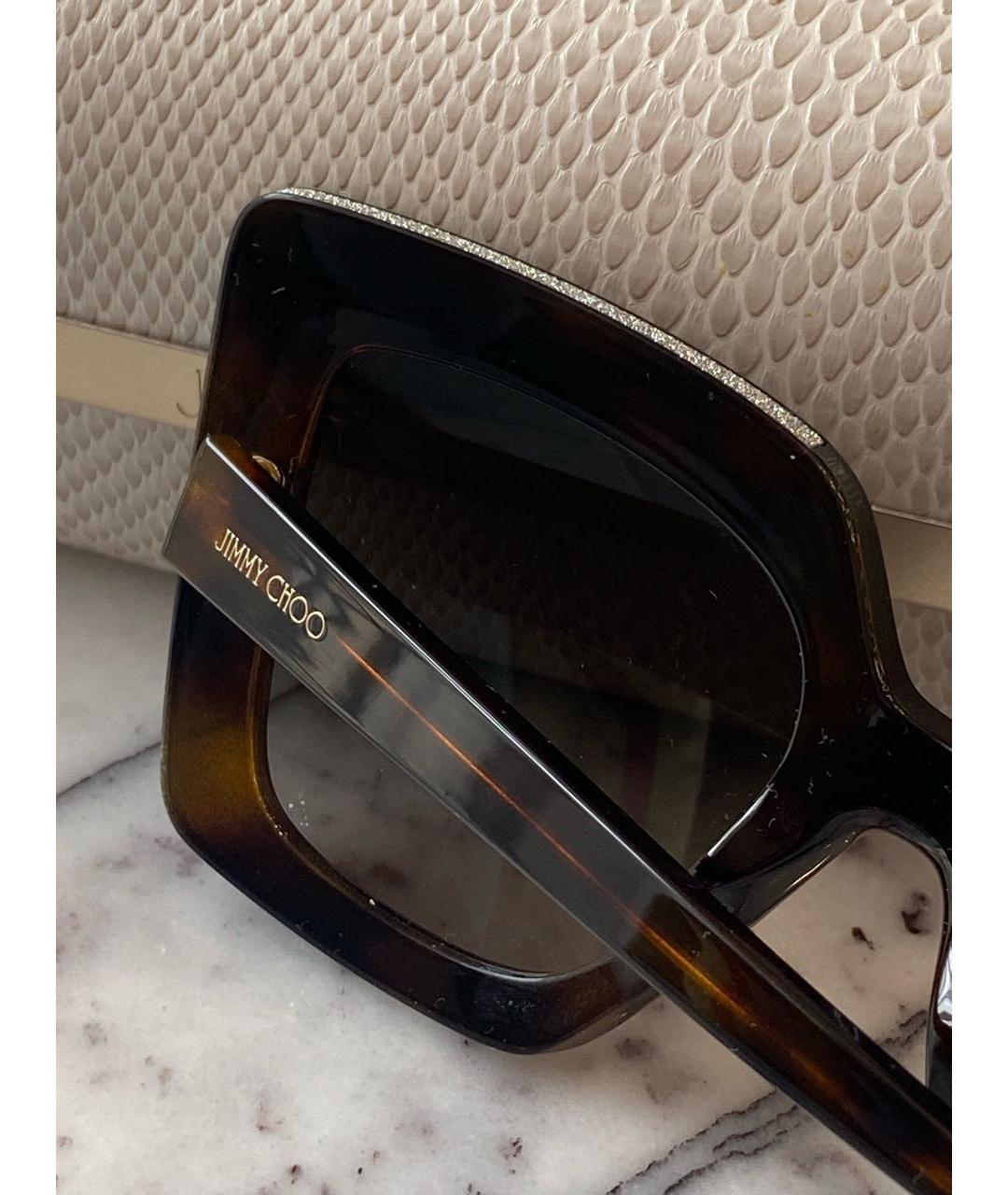 JIMMY CHOO Коричневые пластиковые солнцезащитные очки, фото 4
