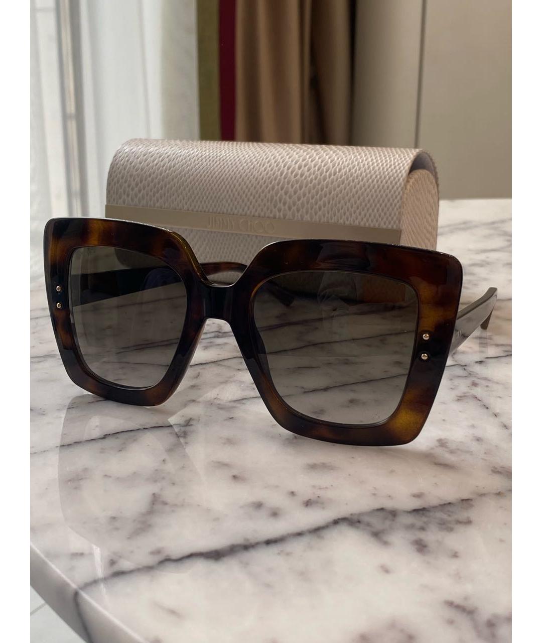 JIMMY CHOO Коричневые пластиковые солнцезащитные очки, фото 9