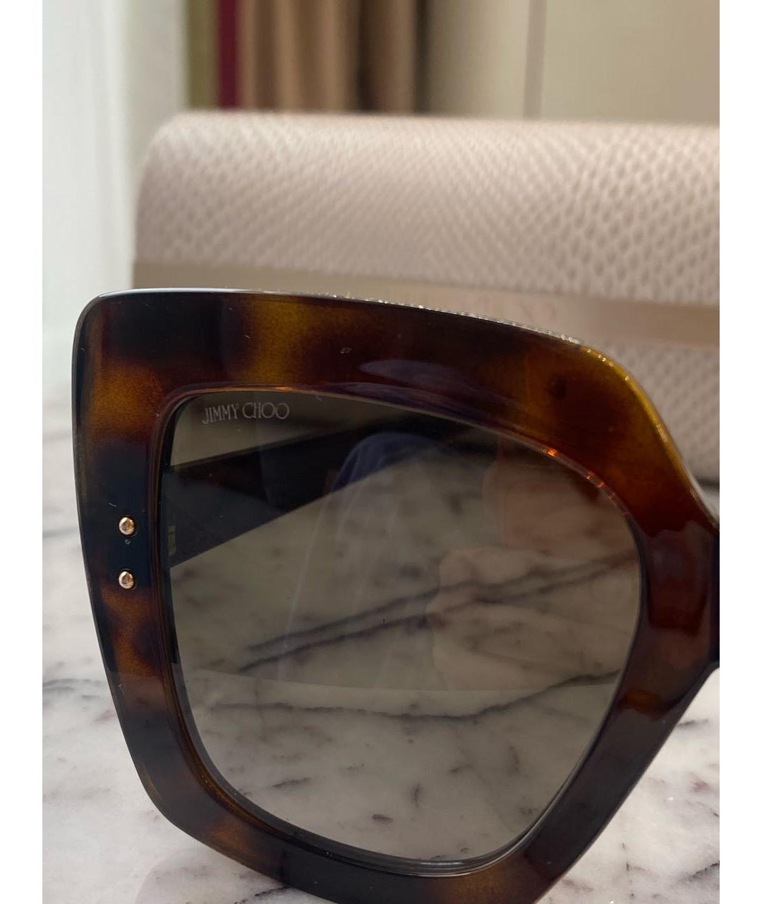 JIMMY CHOO Коричневые пластиковые солнцезащитные очки, фото 3