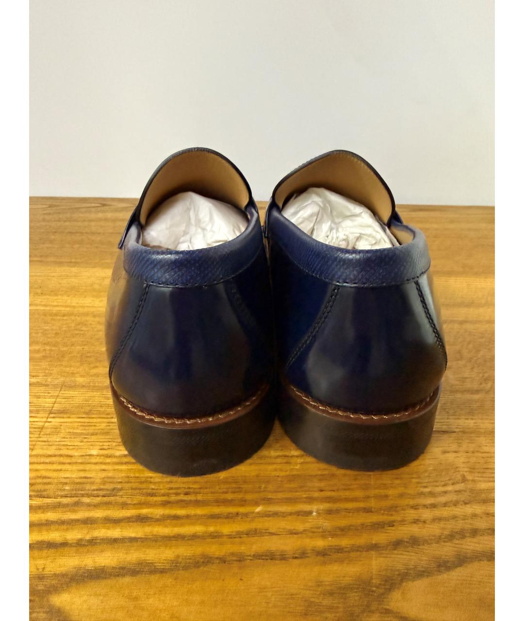LOUIS VUITTON Синие кожаные лоферы, фото 3