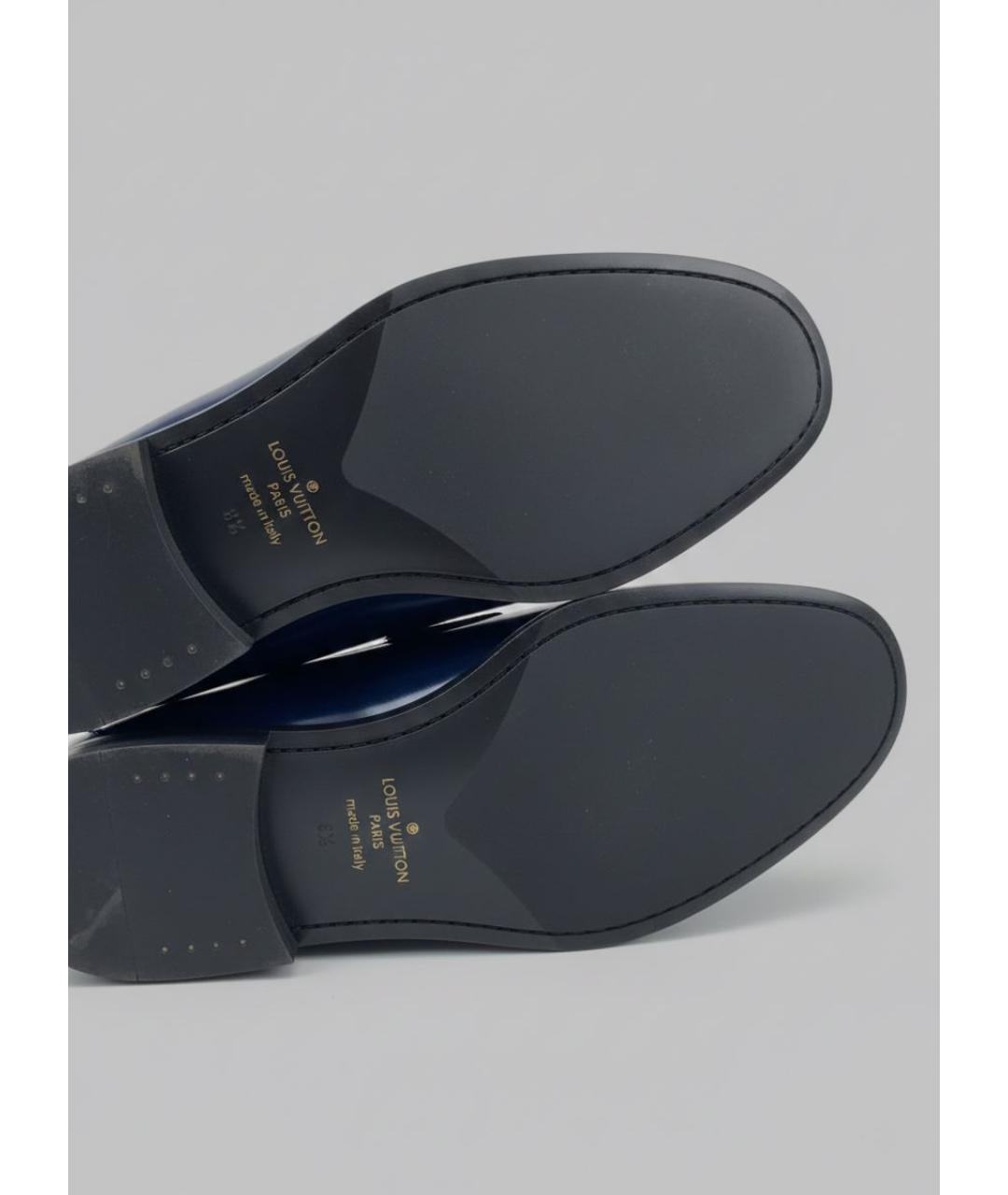 LOUIS VUITTON Синие кожаные лоферы, фото 6