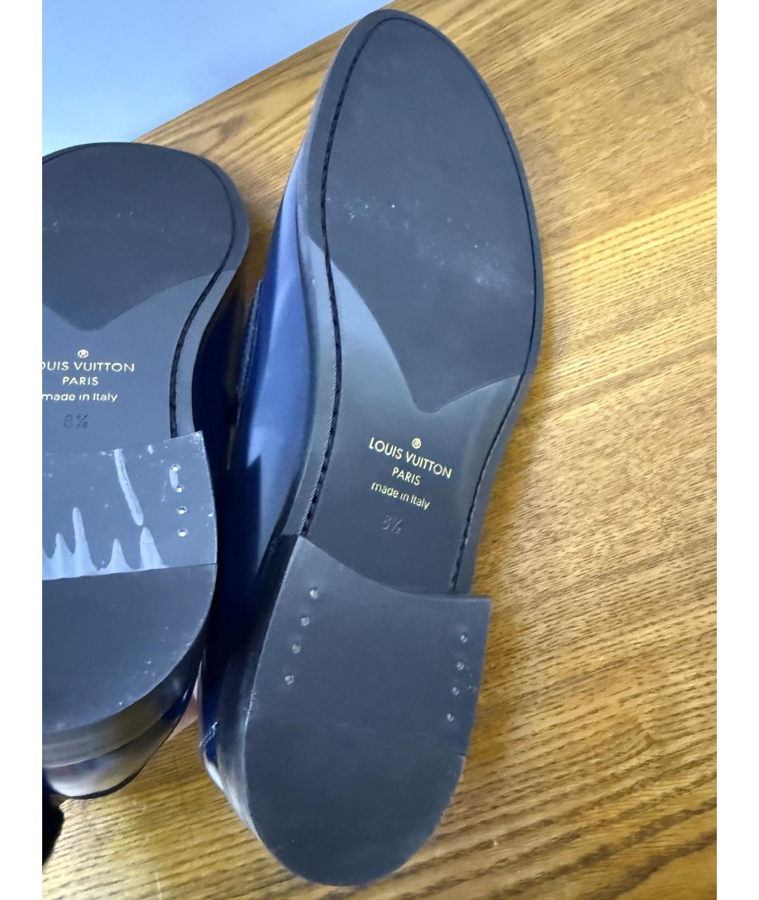 LOUIS VUITTON Синие кожаные лоферы, фото 4