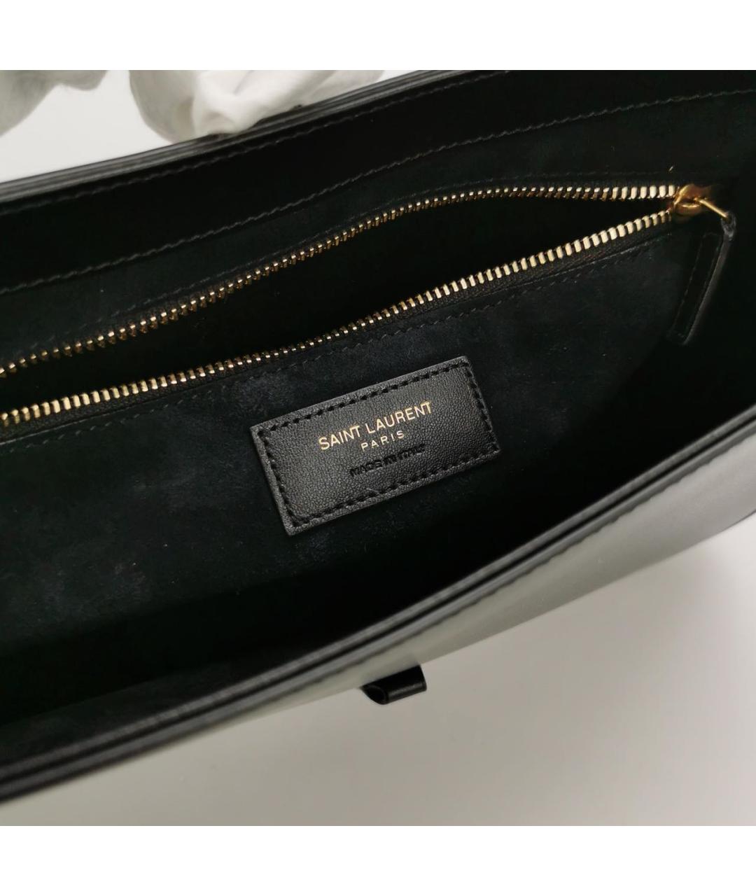 SAINT LAURENT Черная кожаная сумка через плечо, фото 4