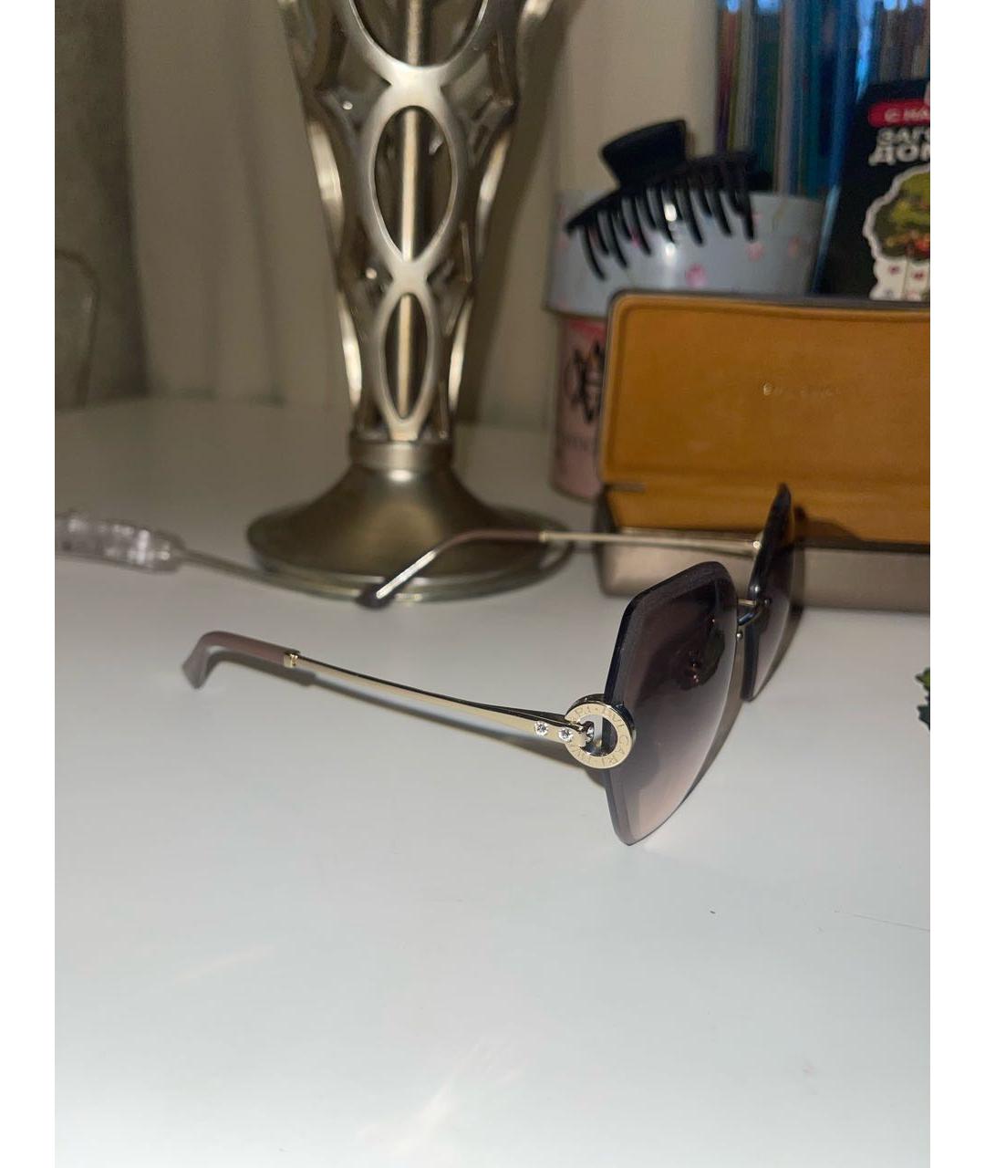 BVLGARI Бежевые металлические солнцезащитные очки, фото 5