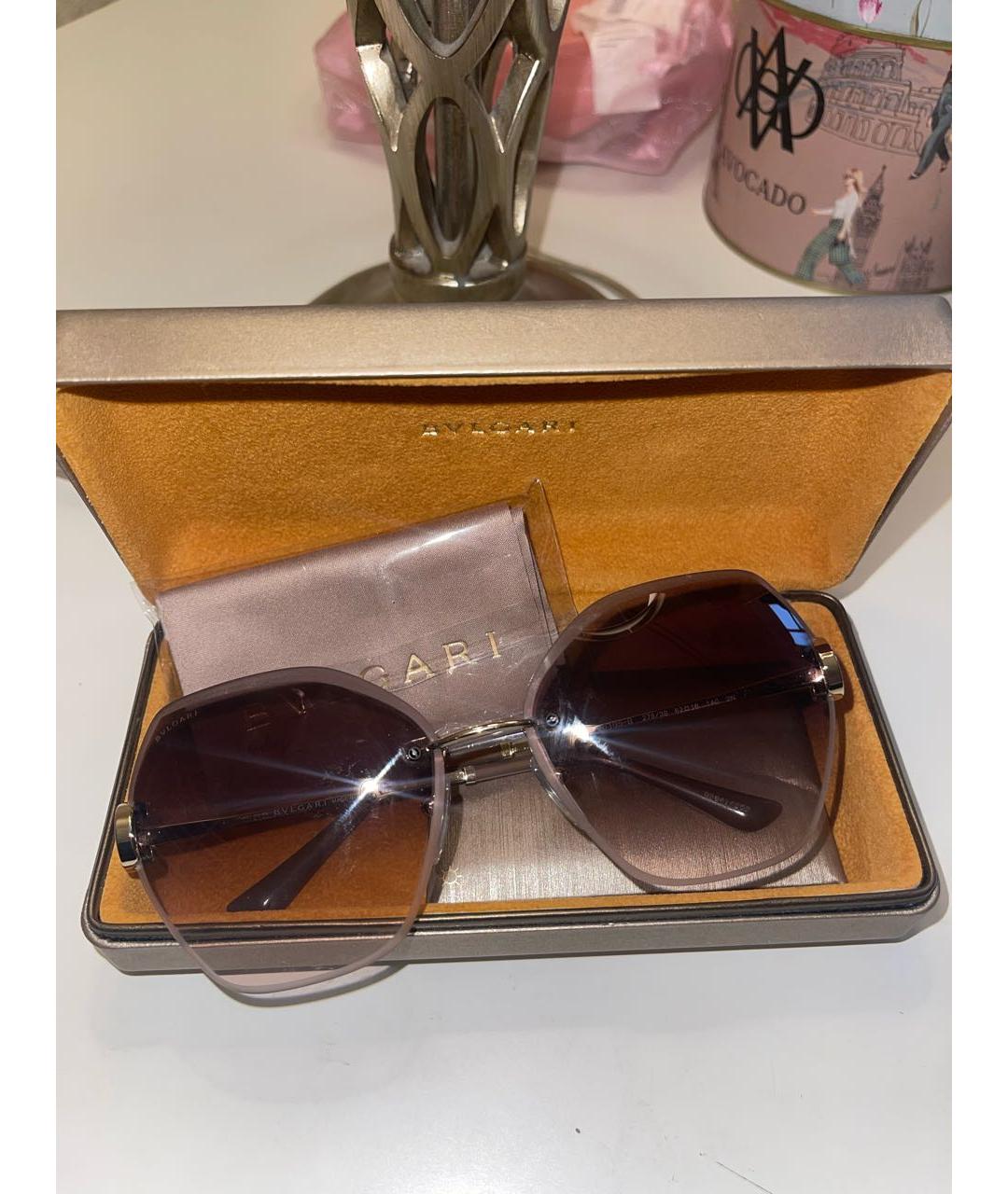 BVLGARI Бежевые металлические солнцезащитные очки, фото 2