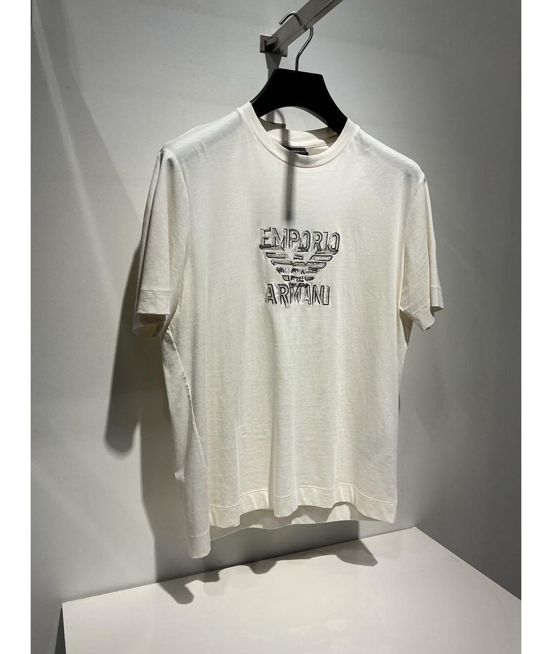 EMPORIO ARMANI Белая хлопковая футболка, фото 3