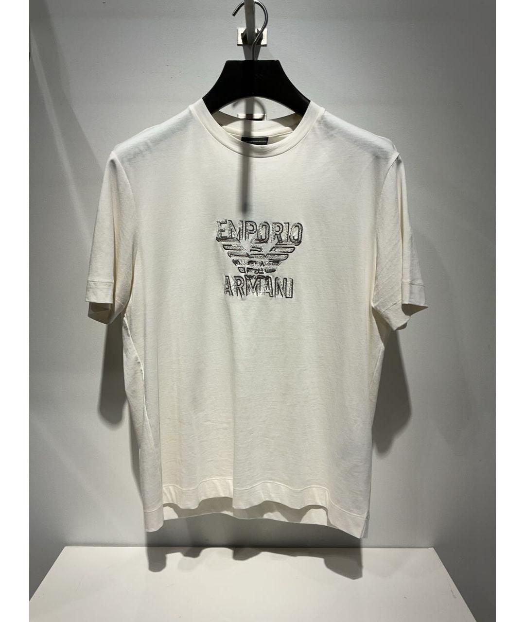 EMPORIO ARMANI Белая хлопковая футболка, фото 2