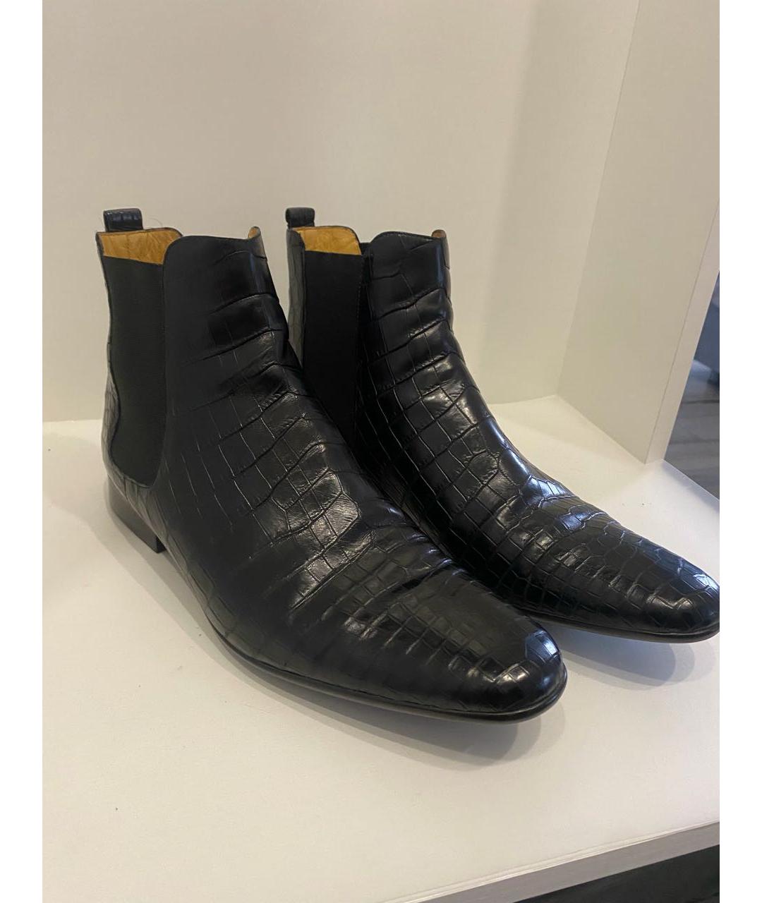 HERMES Черные кожаные высокие ботинки, фото 5