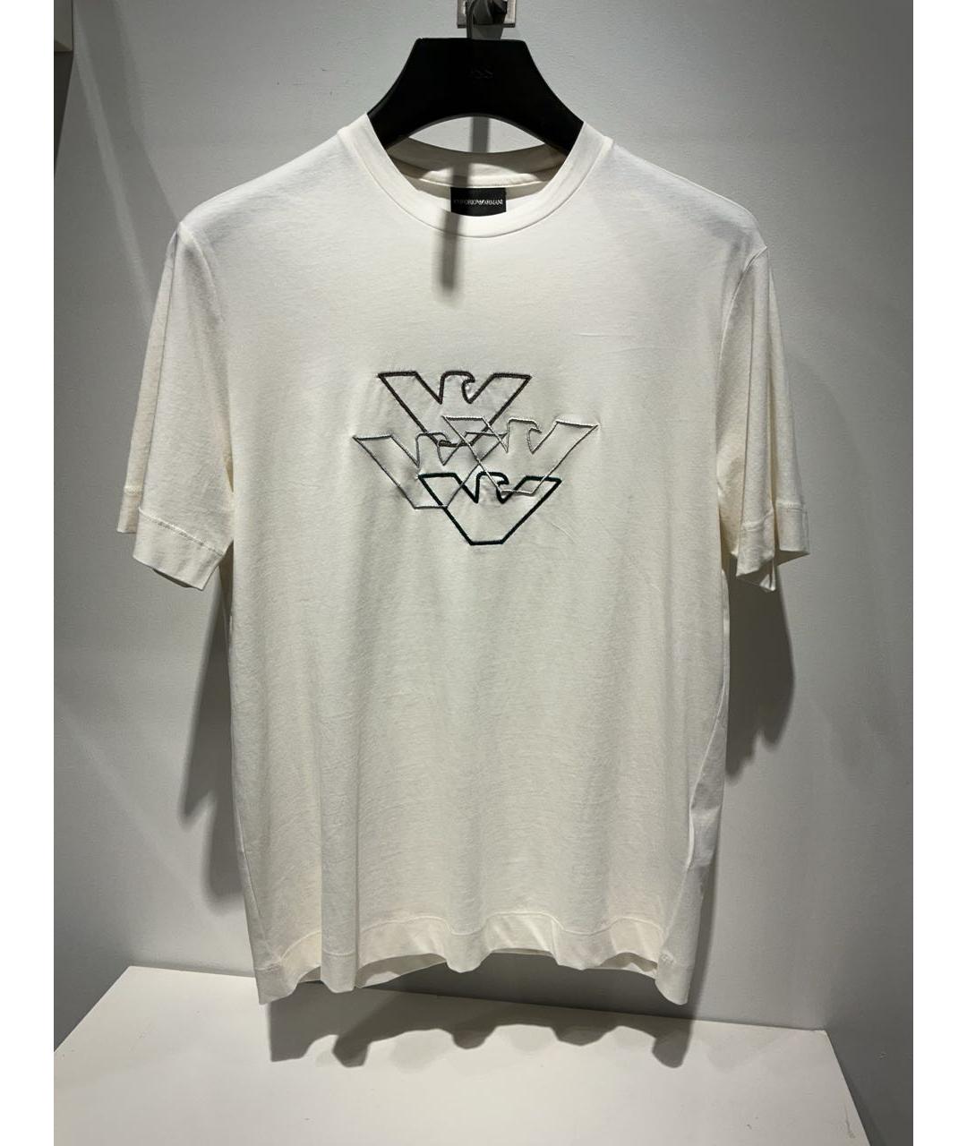 EMPORIO ARMANI Белая хлопковая футболка, фото 2