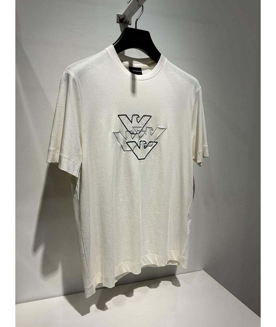 EMPORIO ARMANI Белая хлопковая футболка, фото 3