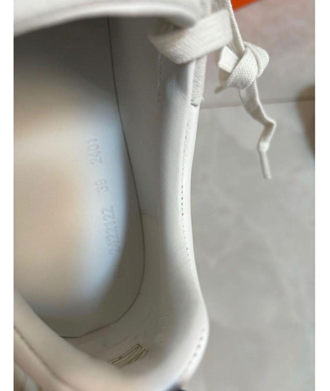 HERMES Белые кожаные кроссовки, фото 5