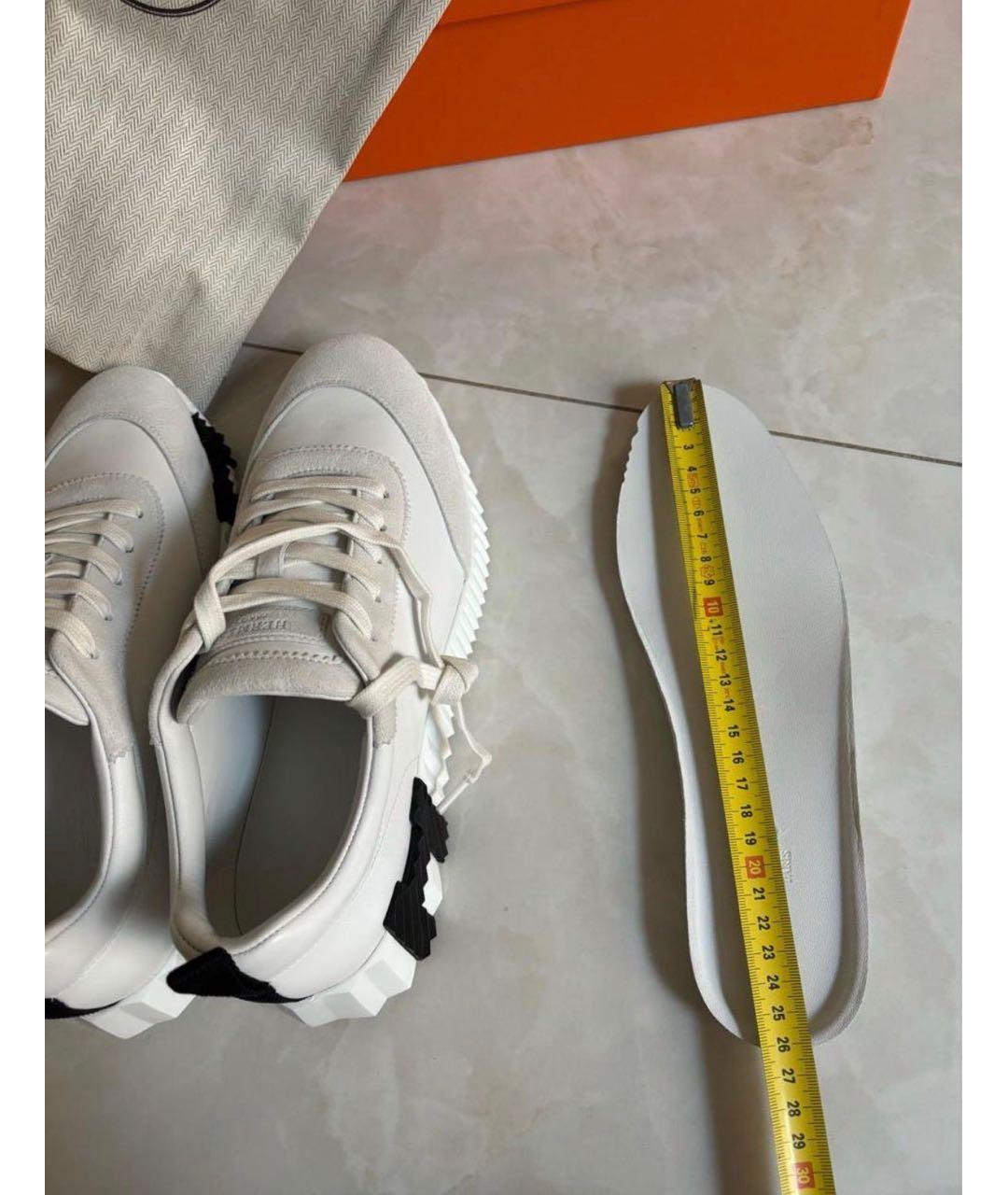 HERMES Белые кожаные кроссовки, фото 6