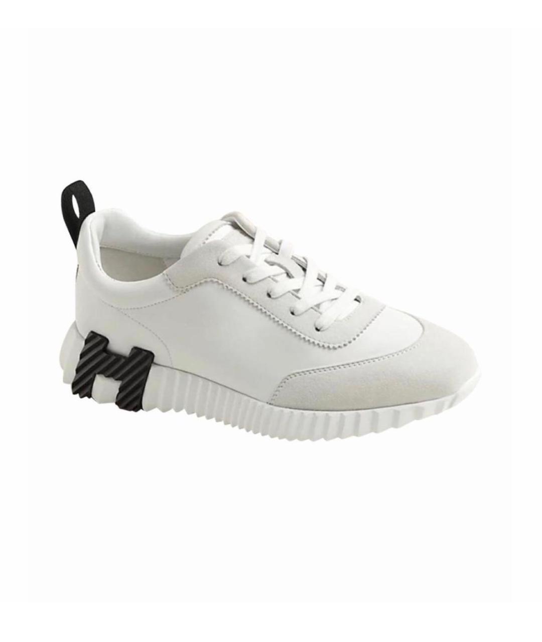 HERMES Белые кожаные кроссовки, фото 9