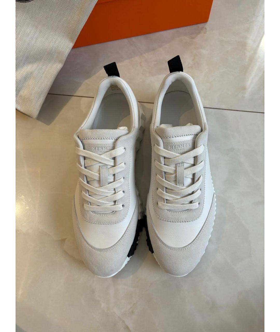 HERMES Белые кожаные кроссовки, фото 8
