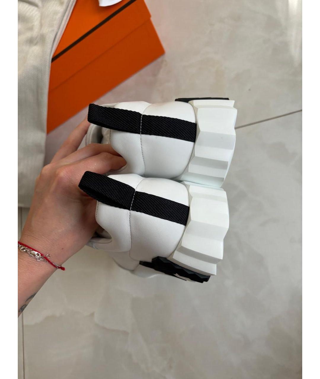 HERMES Белые кожаные кроссовки, фото 4