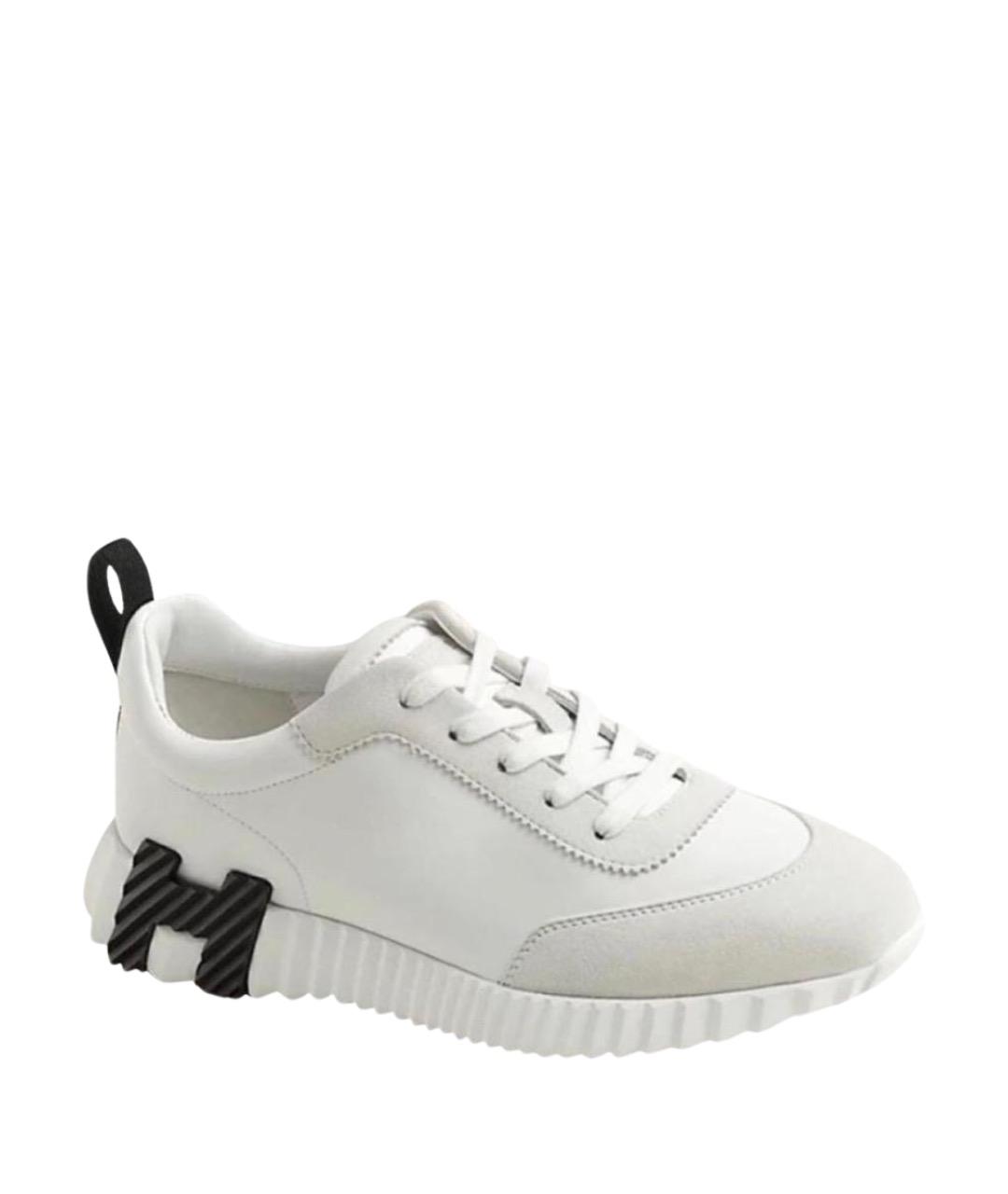 HERMES Белые кожаные кроссовки, фото 1