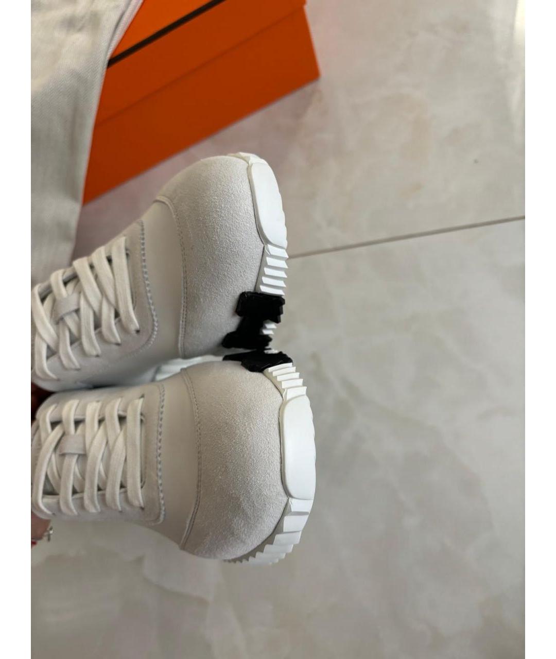 HERMES Белые кожаные кроссовки, фото 3