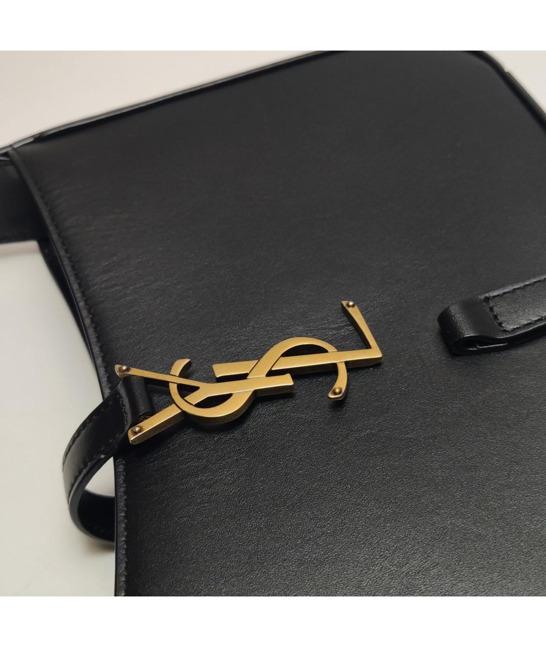 SAINT LAURENT Черная кожаная сумка через плечо, фото 5