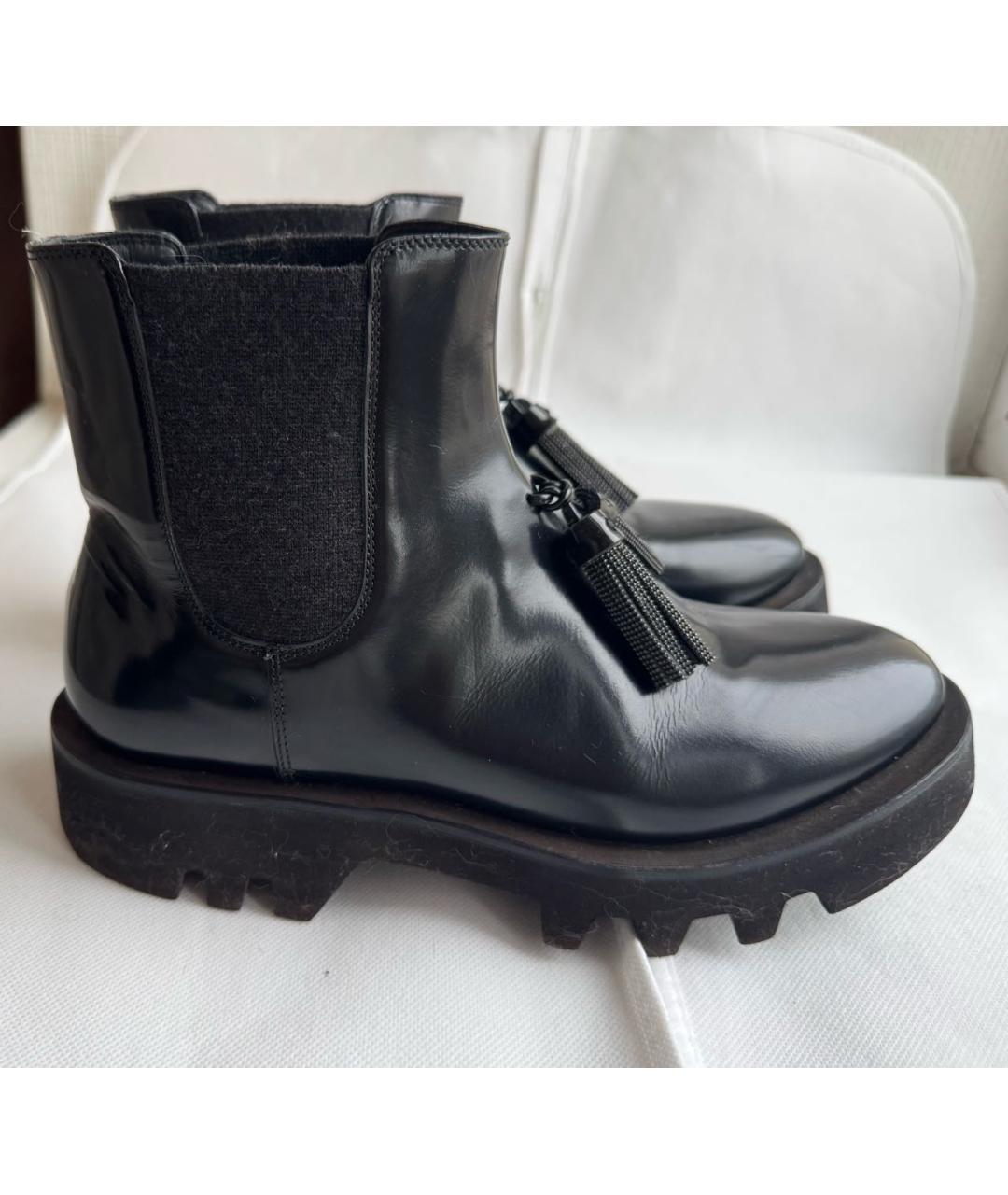 BRUNELLO CUCINELLI Черные кожаные ботинки, фото 5