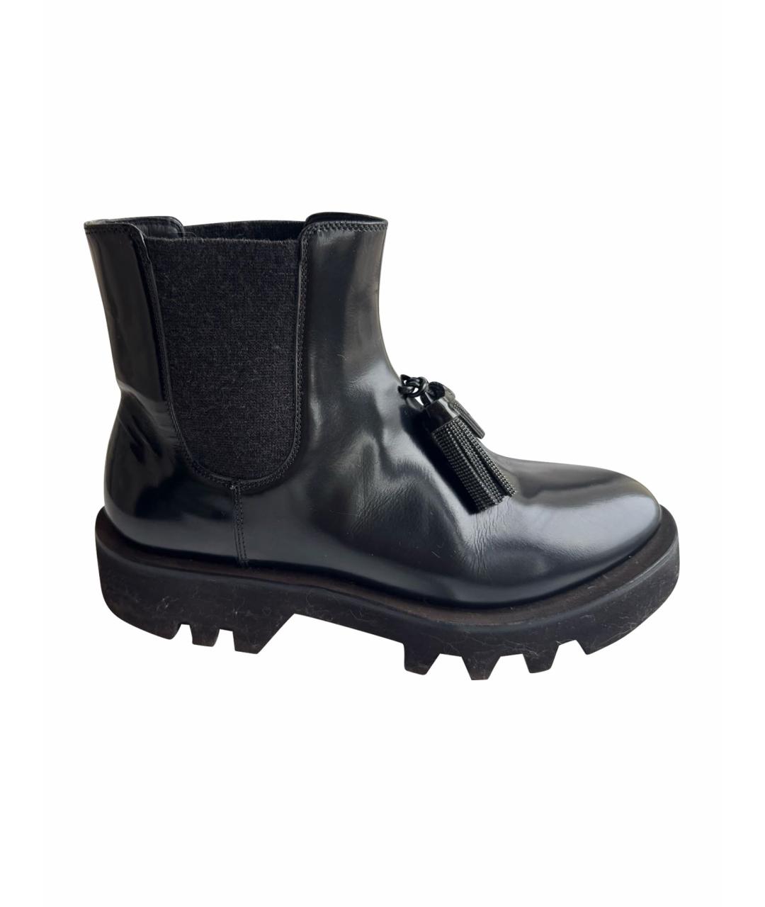 BRUNELLO CUCINELLI Черные кожаные ботинки, фото 1