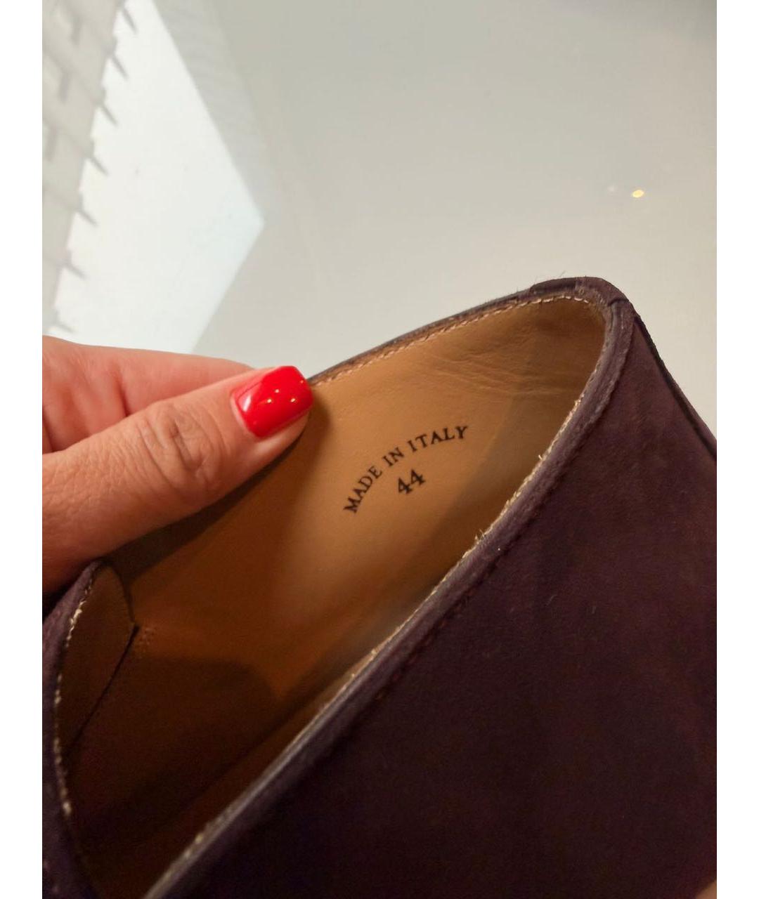 LORO PIANA Бордовые замшевые лоферы, фото 2