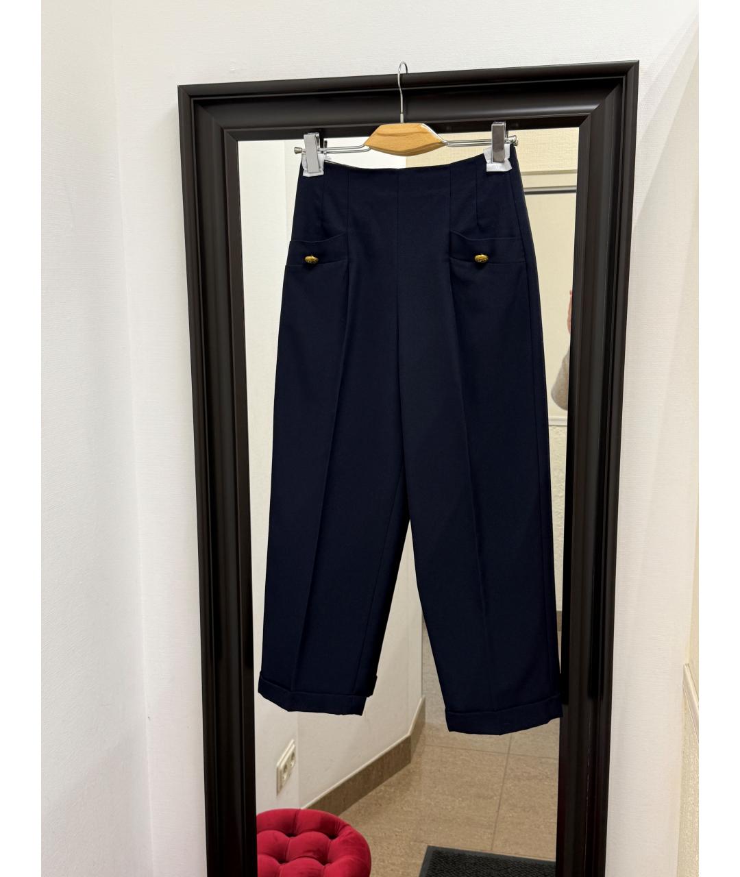 SANDRO Синие шерстяные прямые брюки, фото 7