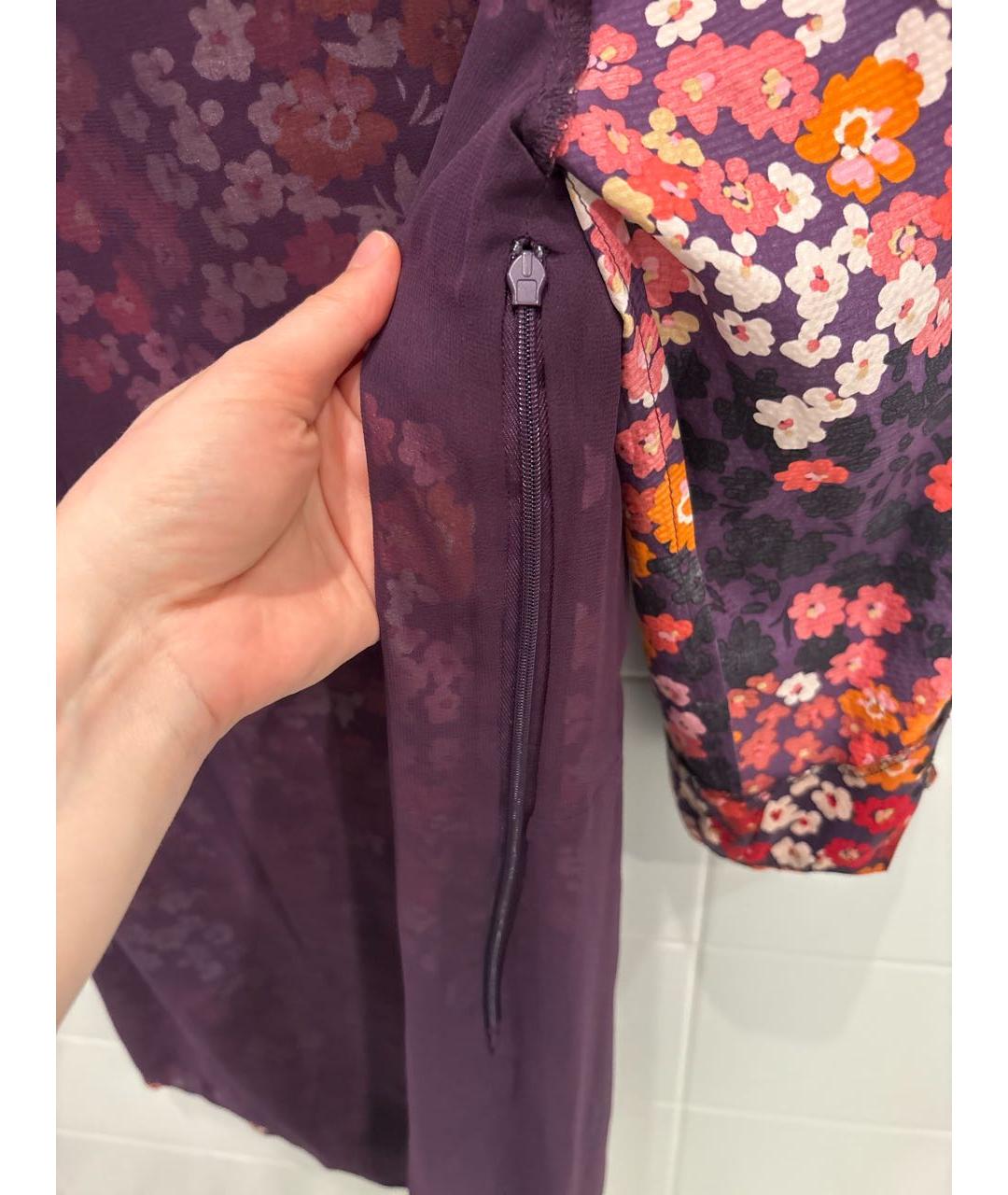 JUICY COUTURE Фиолетовое шелковое повседневное платье, фото 6