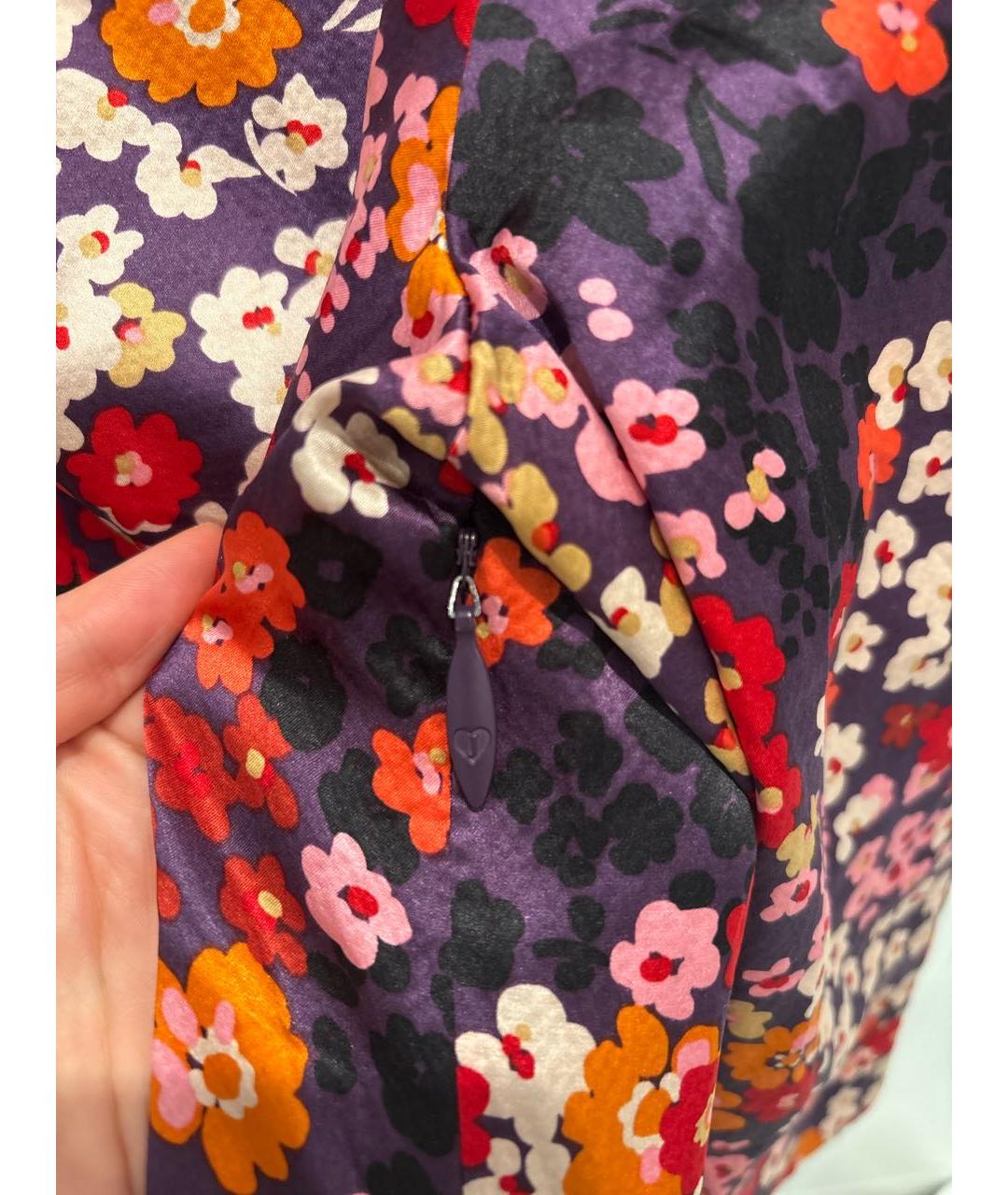 JUICY COUTURE Фиолетовое шелковое повседневное платье, фото 5