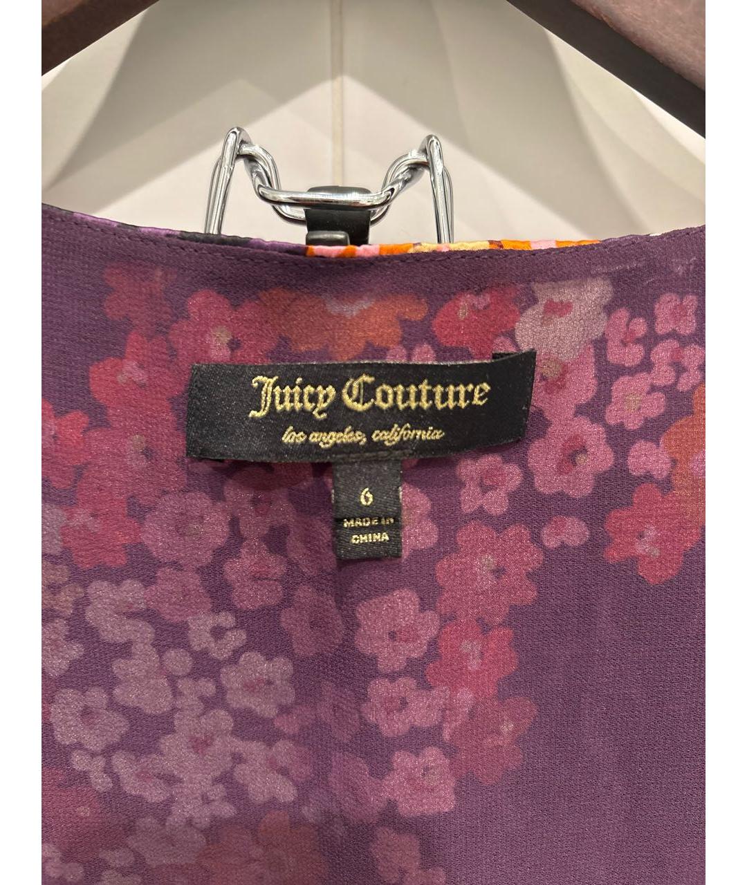 JUICY COUTURE Фиолетовое шелковое повседневное платье, фото 3