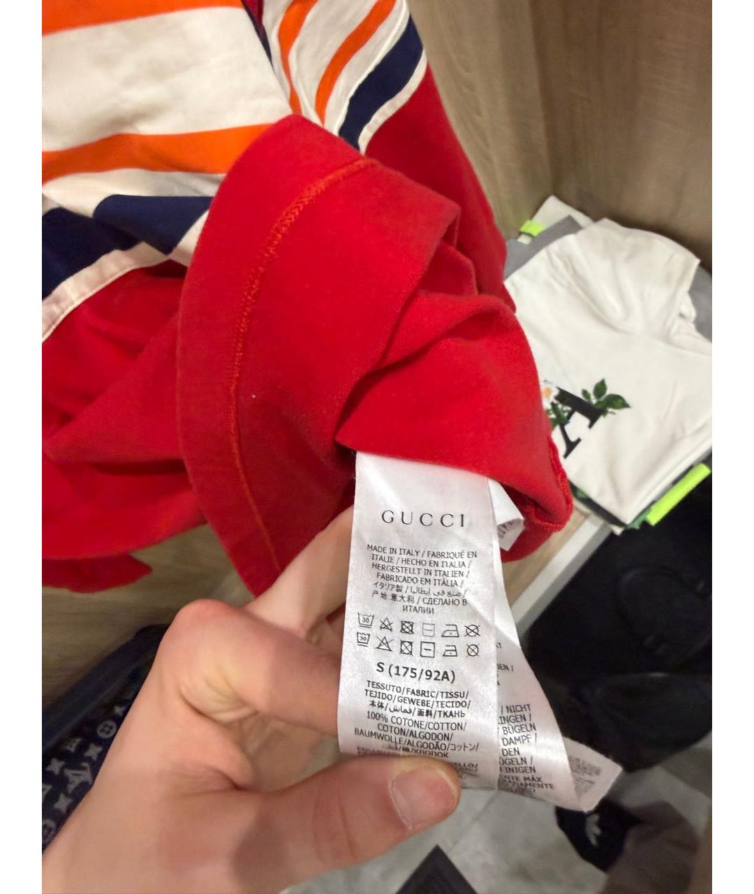 GUCCI Красное хлопковое поло с длинным рукавом, фото 3